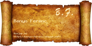 Benyo Ferenc névjegykártya